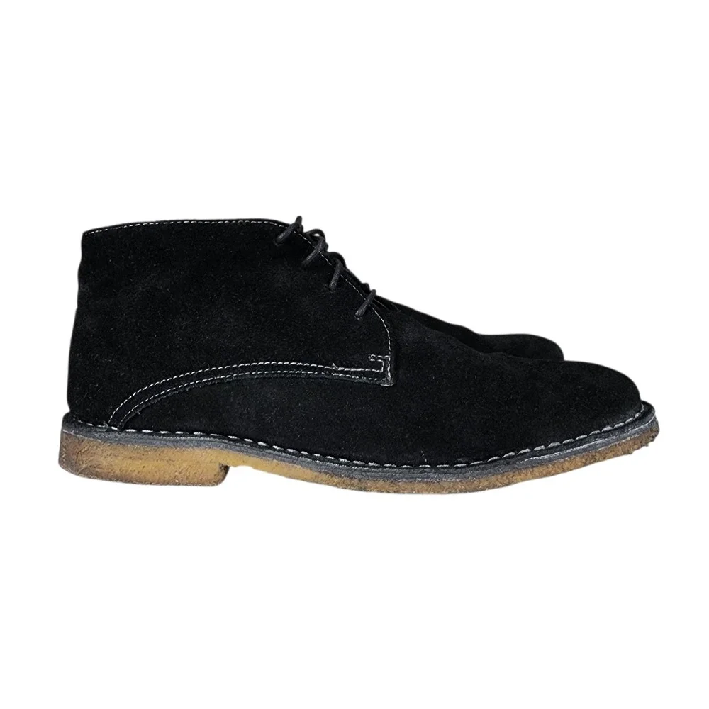 Johnston Murphy Chukka Boot 10.5 Men Runnell Black Sheep Skin Suede Leather Lace